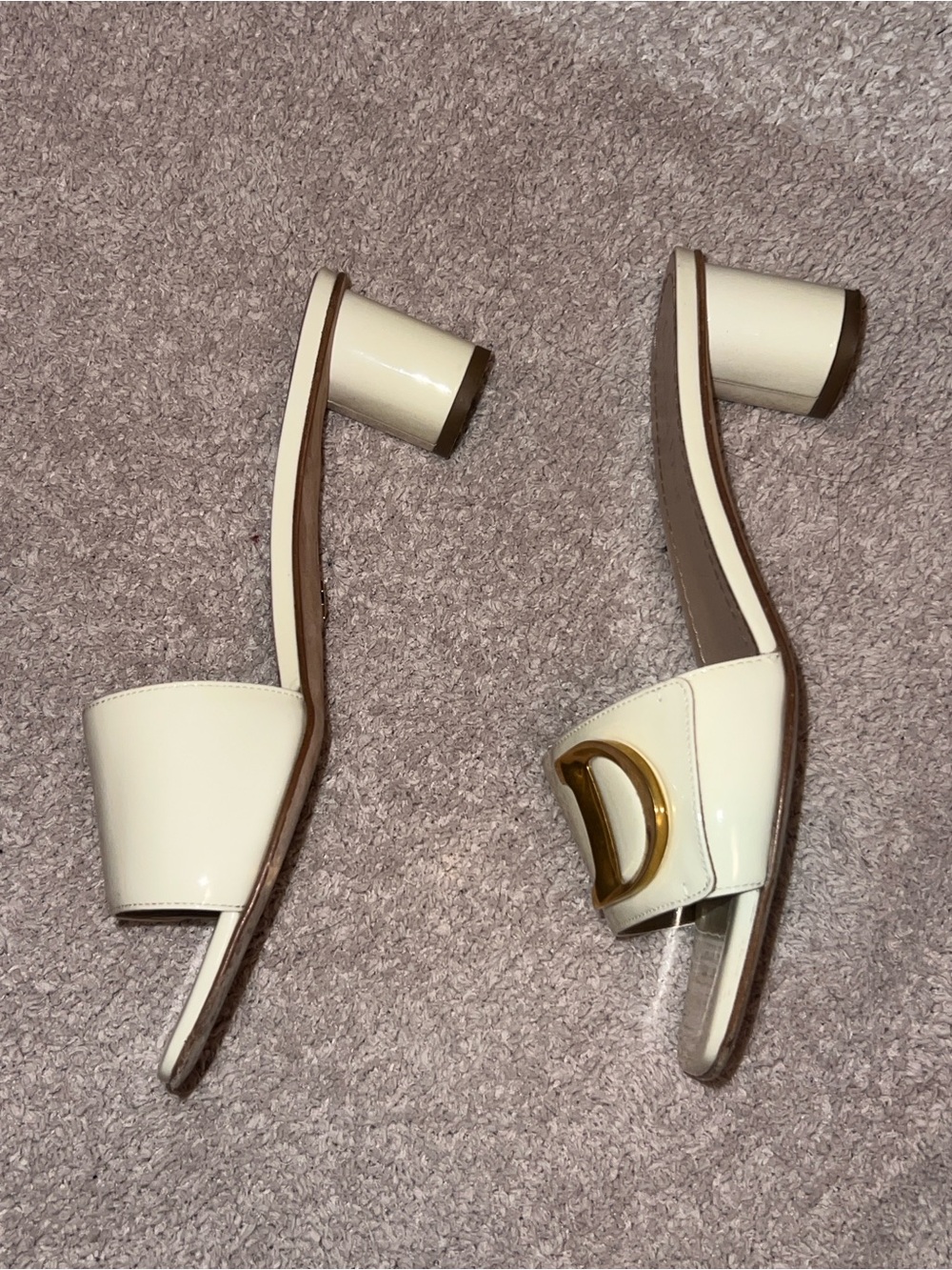 Dior Cream Leather Slide Mules with Gold CD Emblems - Picture 6 of 9